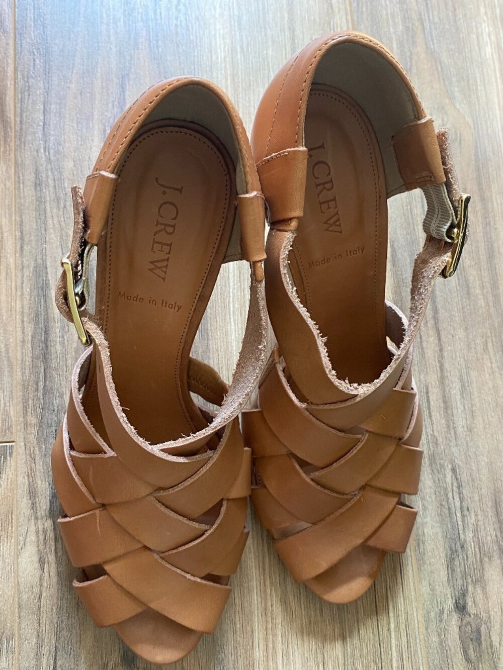 J.Crew Ares Platform Natural Leather Heels Size 7